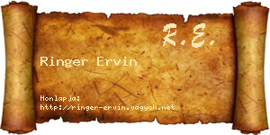 Ringer Ervin névjegykártya